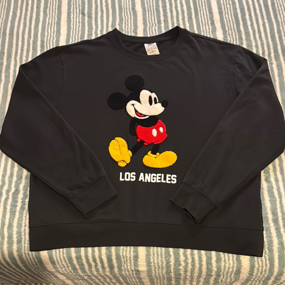 Disney Black and Red Crewneck Sweater with Mickey Mouse Graphic